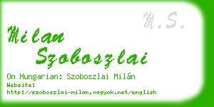 milan szoboszlai business card